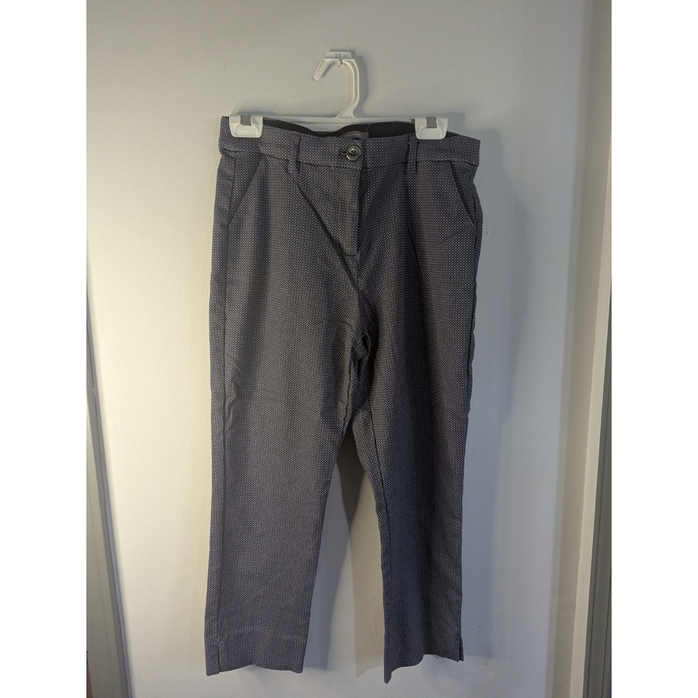 Women's Maurices Crop Dress Pants Trousers Work Casual Size M Navy Blue Pin Dot